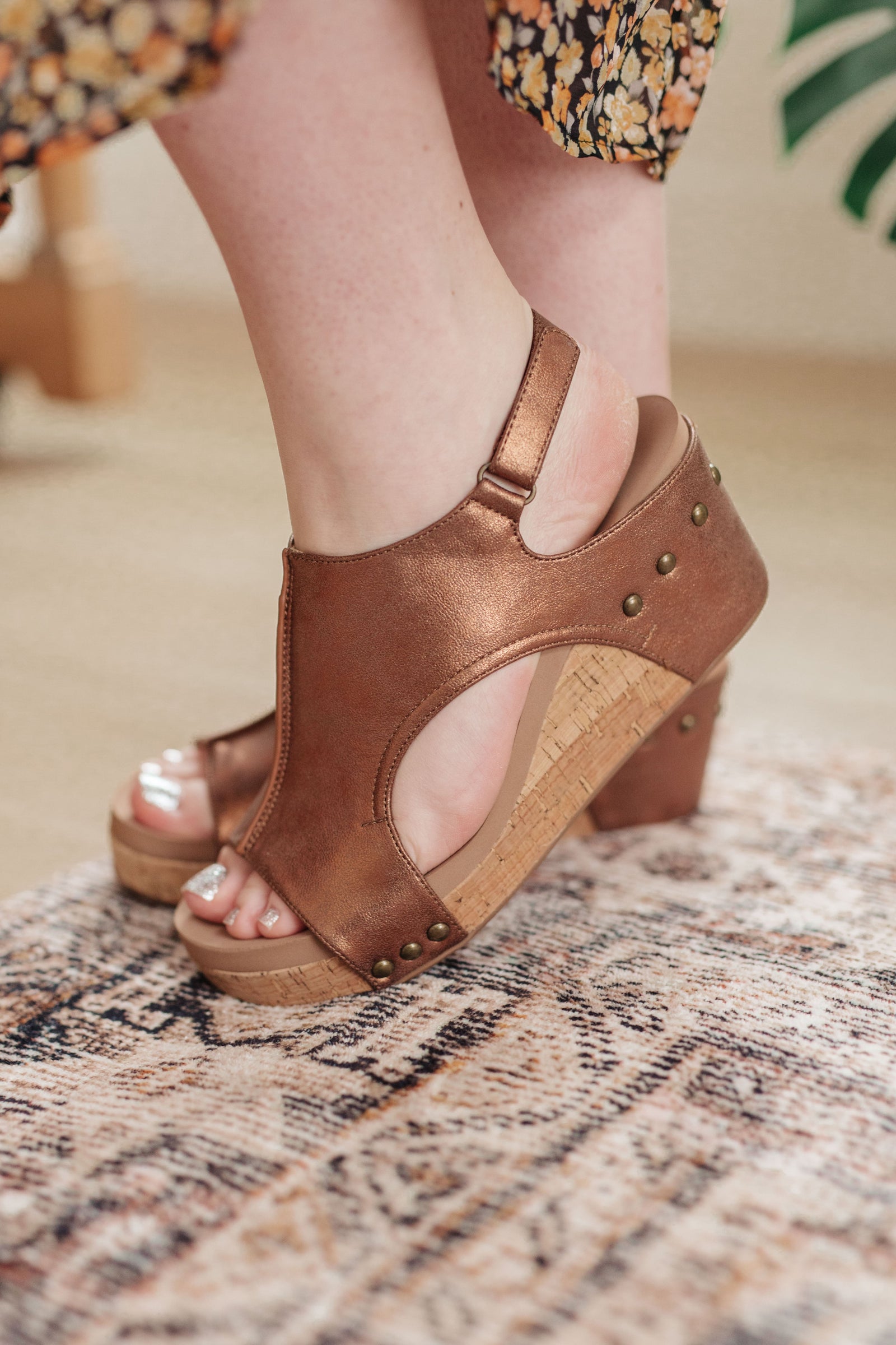 Explore More Collection - Walk This Way Wedge Sandals in Antique Bronze