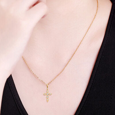 Explore More Collection - 925 Sterling Silver Moissanite Cross Pendant Necklace