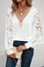 Explore More Collection - Lace Detail V-Neck Long Sleeve Blouse