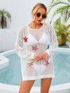 Explore More Collection - Sequin Star Round Neck Long Sleeve Cover Up