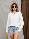 Explore More Collection - Openwork Round Neck Raglan Sleeve Sweater