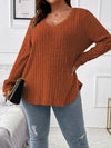 Explore More Collection - Plus Size V-Neck Long Sleeve T-Shirt