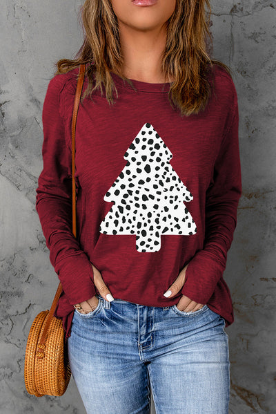Explore More Collection - Christmas Tree Graphic Long Sleeve T-Shirt