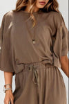 Explore More Collection - Round Neck Dropped Shoulder Top and Pants Set