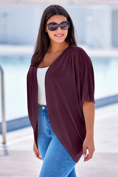 Explore More Collection - Plus Size Ribbed Cocoon Cover Up