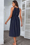 Explore More Collection - Polka Dot Tie-Waist Sleeveless Midi Dress