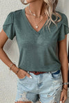 Explore More Collection - V-Neck Petal Sleeve T-Shirt