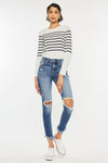 Explore More Collection - Kancan High Waist Distressed Raw Hem Ankle Skinny Jeans