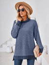 Explore More Collection - Contrast Mock Neck Long Sleeve T-Shirt