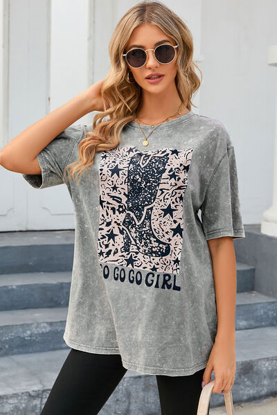 Explore More Collection - GO GO GO GIRL Round Neck Short Sleeve T-Shirt