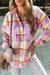 Explore More Collection - Plaid Button Up Collared Neck Long Sleeve Jacket