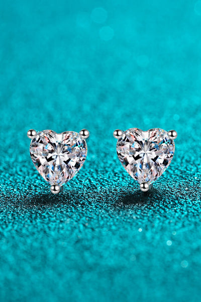 Explore More Collection - 2 Carat Moissanite Heart-Shaped Stud Earrings
