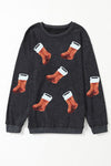 Explore More Collection - Sequin Christmas Boot Round Neck Sweatshirt