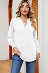 Explore More Collection - Notched Lantern Sleeve T-Shirt