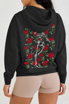 Explore More Collection - Simply Love Full Size Rose and Skeleton Graphic Hoodie