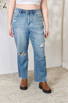 Explore More Collection - Judy Blue Full Size Distressed Raw Hem Straight Jeans