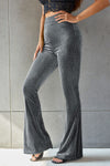 Explore More Collection - Ribbed High Waist Flare Pants