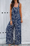 Explore More Collection - Printed Wide Strap Jumpsuit with Pockets