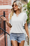 Explore More Collection - Ruffled Notched Cap Sleeve T-Shirt