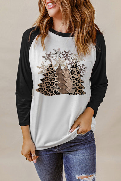 Explore More Collection - Christmas Tree Graphic Round Neck T-Shirt