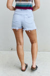 Explore More Collection - Katie Full Size High Waisted Distressed Shorts in Ice Blue