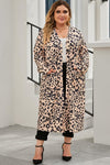 Explore More Collection - Plus Size Leopard Button Up Long Sleeve Cardigan