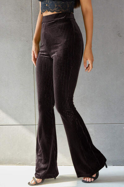 Explore More Collection - Ribbed High Waist Flare Pants