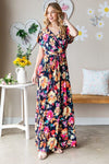 Explore More Collection - Heimish Full Size Floral Surplice Tie Waist Maxi Dress