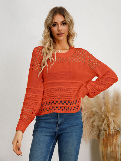 Explore More Collection - Cutout Round Neck Knit Top