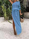 Explore More Collection - Slit Openwork Single Shoulder Knit Dress