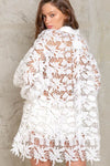 Explore More Collection - POL Lace Crochet Balloon Sleeve Button Down Shirt