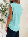 Explore More Collection - Ruffled Notched Cap Sleeve T-Shirt