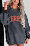 Explore More Collection - MERRY Ribbed Round Neck Long Sleeve Sweatshirt
