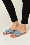 Explore More Collection - Forever Link Raw Trim Denim H-Band Flat Sandals