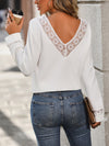 Explore More Collection - Lace Detail V-Neck Long Sleeve Blouse