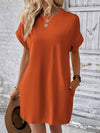 Explore More Collection - Pocketed Round Neck Short Sleeve Dress