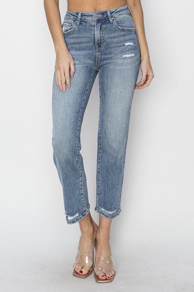 Explore More Collection - RISEN Full Size High Waist Distressed Cropped Jeans