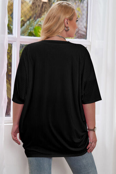 Explore More Collection - Plus Size Ribbed Cocoon Cover Up