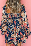 Explore More Collection - Plus Size Smocked Printed Long Sleeve Dress