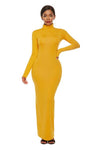 Explore More Collection - Mock Neck Long Sleeve Maxi Slim Dress