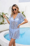 Explore More Collection - Openwork Slit V-Neck Cover Up