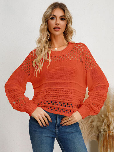 Explore More Collection - Cutout Round Neck Knit Top