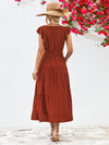 Explore More Collection - Tie Belt Ruffled Tiered Dress