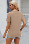 Explore More Collection - Openwork Round Neck Short Sleeve T-Shirt