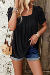 Explore More Collection - Eyelet Square Neck Puff Sleeve T-Shirt