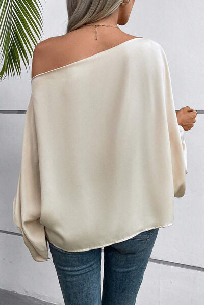 Explore More Collection - Single Shoulder Balloon Sleeve Blouse