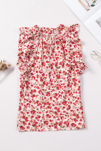 Explore More Collection - Floral Ruffle Sleeveless Top