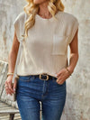 Explore More Collection - Pocketed Round Neck Knit Top