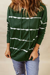 Explore More Collection - Drawstring Striped Dropped Shoulder Hoodie