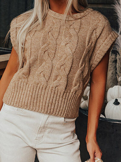 Explore More Collection - Cable-Knit Round Neck Sweater